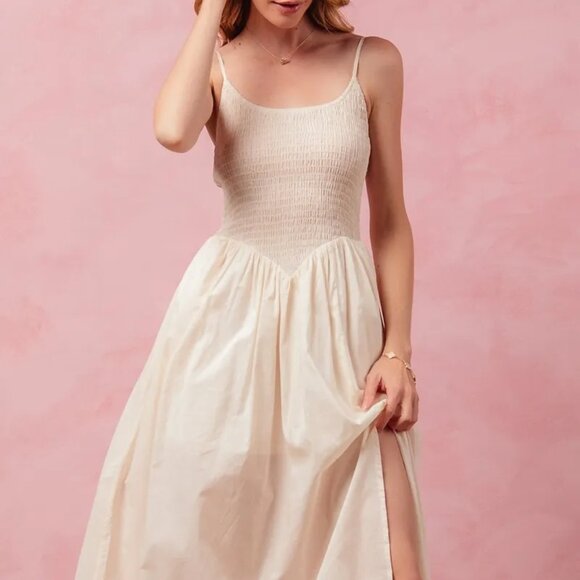 SO ME Smocked Sleeveless Casual Everyday Dress With‎ Slit - Picture 3 of 10